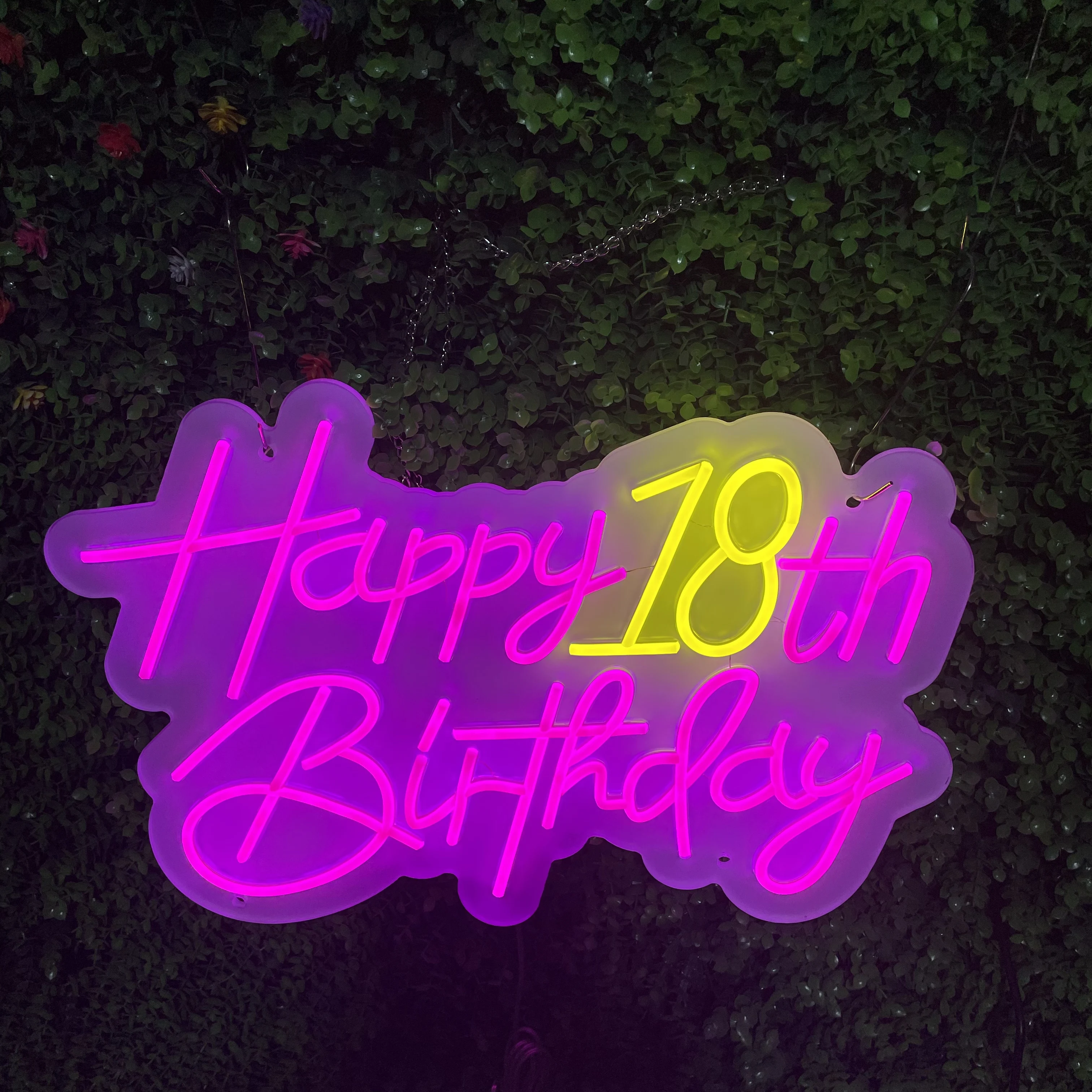 Happy 18th Birthday Neon Sign, Commemorate the milestone with this bright neon light, an exciting way to mark the 18th birthday