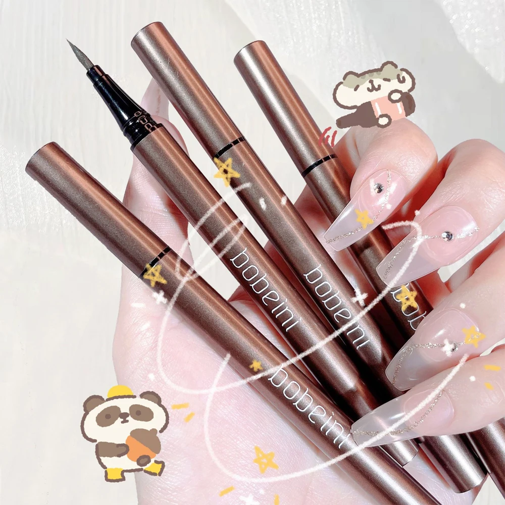 Bear Liquid Eyeliner, the sponge tip is extremely fine, waterproof and does not smudge, novice eye makeup, silkworm eyeliner