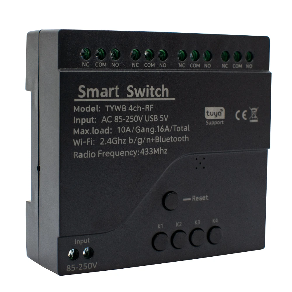 4 Channel Tuya Smart WIFI Switch Relay Module USB 5V AC 85V-250V 220V 110V with RF433Mhz APP Remote Control For Home Automation