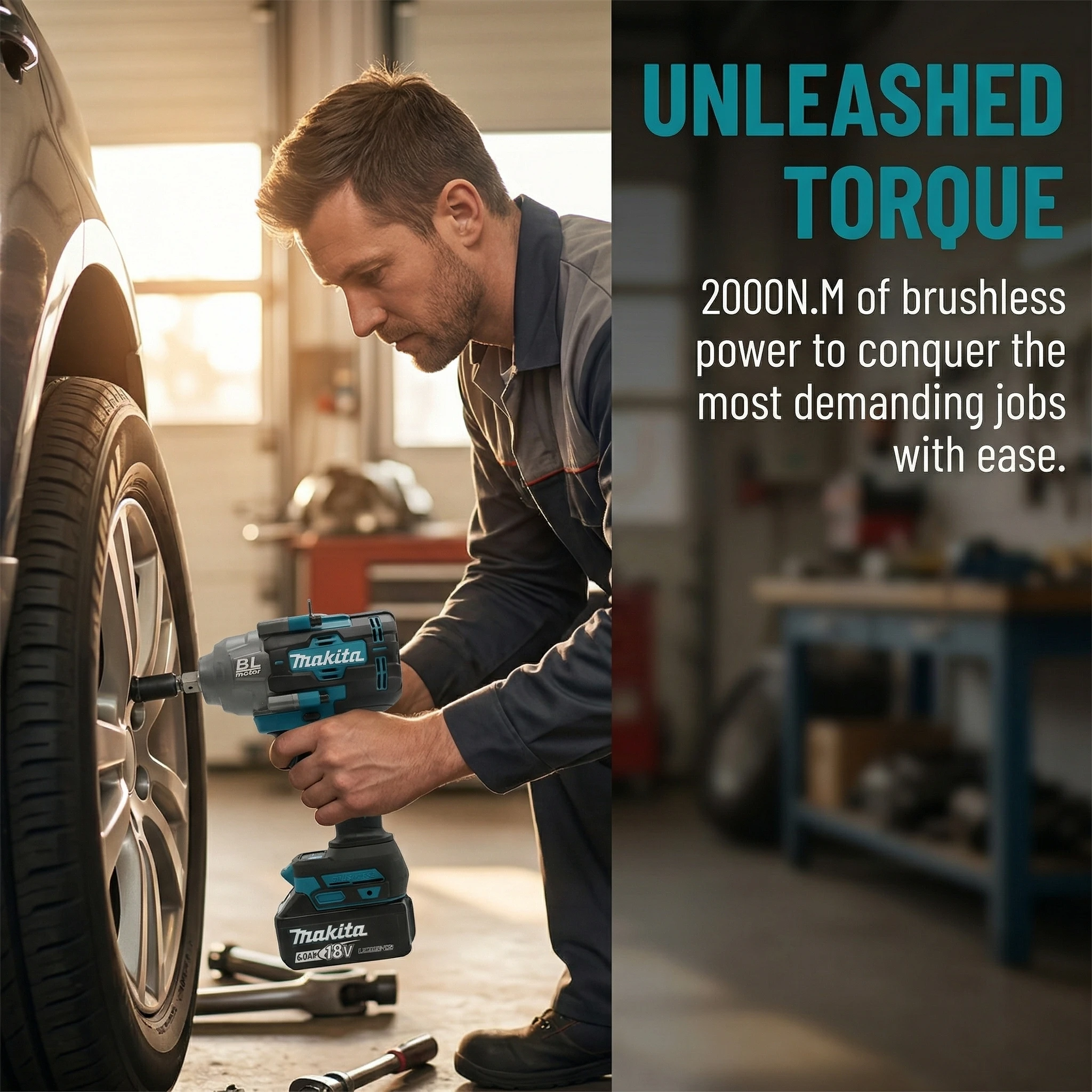 Makita 1/2 Inch Brushless Impact Wrench 1000N·m Max Torque Cordless Tool for Removing Lug Nuts and Automotive Maintenance