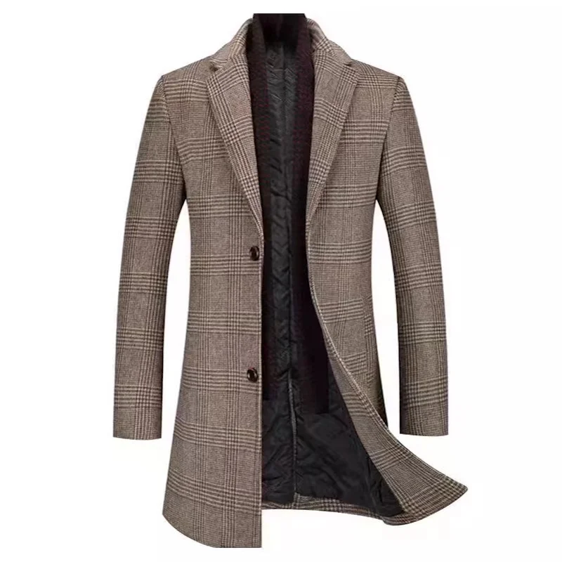 Manteau en laine de coton épaissi pour hommes, col à la mode, écharpe, haut décontracté d'affaires, chaud, automne, hiver, nouveau, 2024