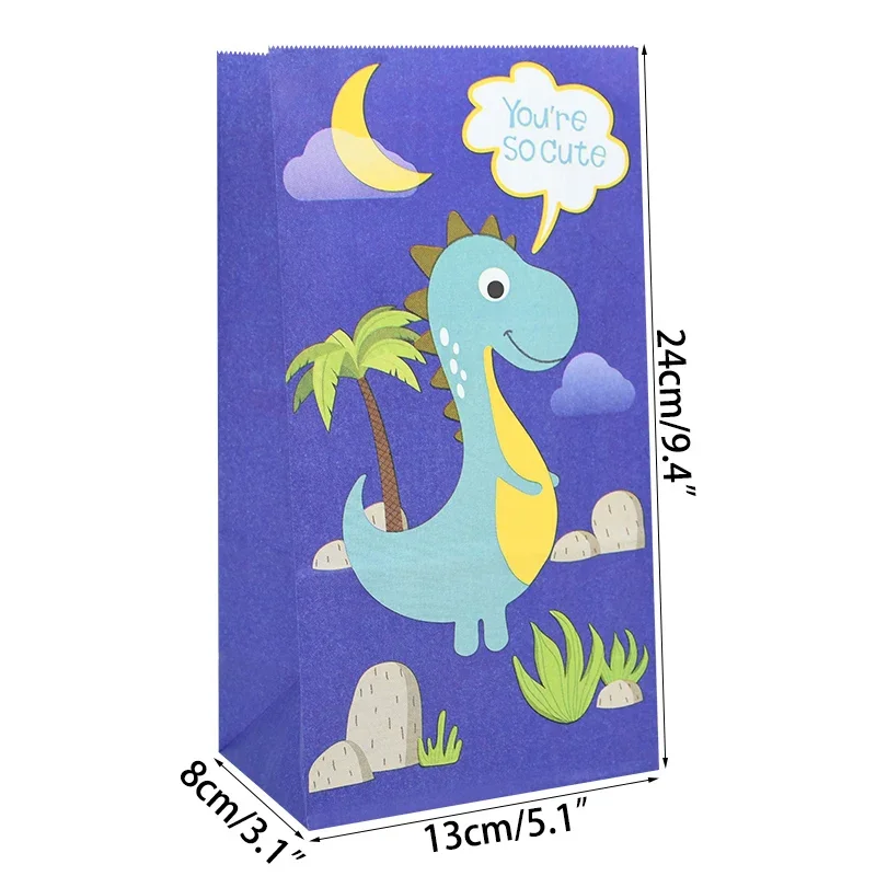 Cartoon Dinosaur Paper Gift Bags Slap Bracelets Tattoo Stickers for Kids Dinosaur Jungle Birthday Party Baby Shower Decorations