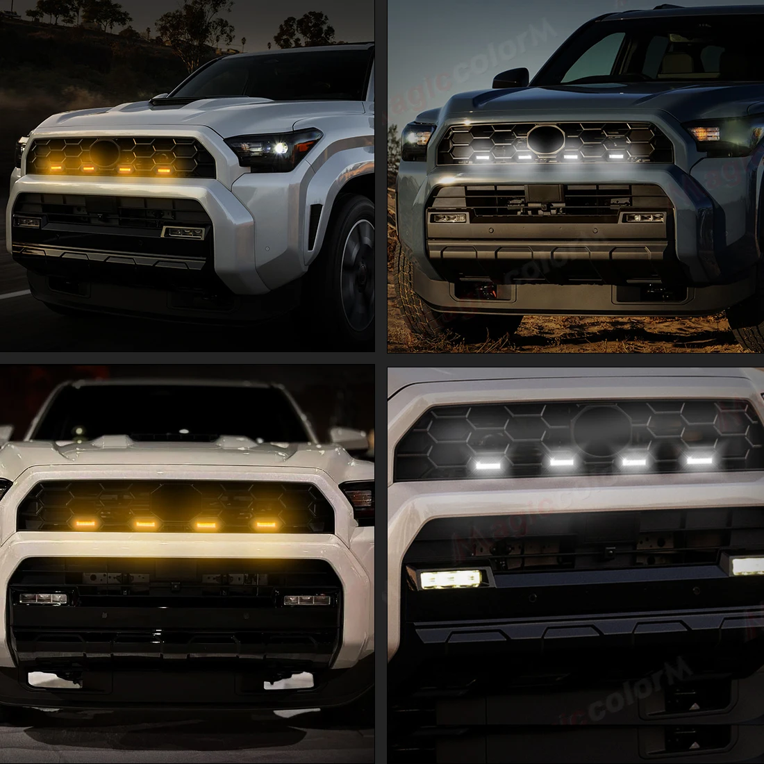 ل 2025 تويوتا 4 عداء TRD برو سيارة الجبهة مصبغة أضواء الجبهة مصبغة LED تحذير مصابيح النهار تشغيل أضواء الأبيض العنبر المدخن #5