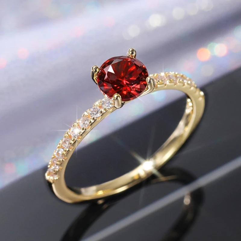Huitan Klassisches 4-Krallen-Design, rund, Zirkonia, für Damen, Hochzeit, Verlobungsringe, 3 Farben erhältlich, zurückhaltender Brautschmuck, heißer Verkauf – Detail 37