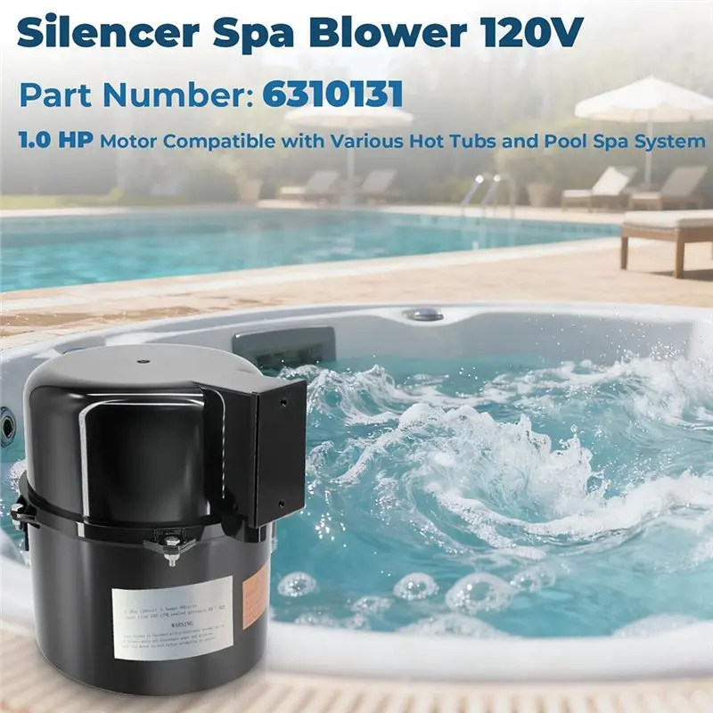 【618 SUMMER SALE】6310131 Spa Blower 1.0 HP 120 Volt 5.5 Amps For Air Supply, For Use With 2 Inch Plumbing For Pool Hot