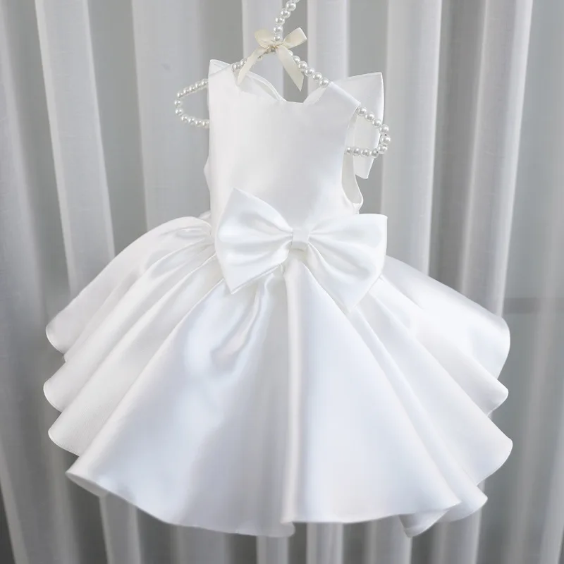 Big Bow Baptism Baby Girls Party Dress Christmas Costume Toddler 1st Birthday White Wedding Princess Dresses Girl Bridemaid Gown