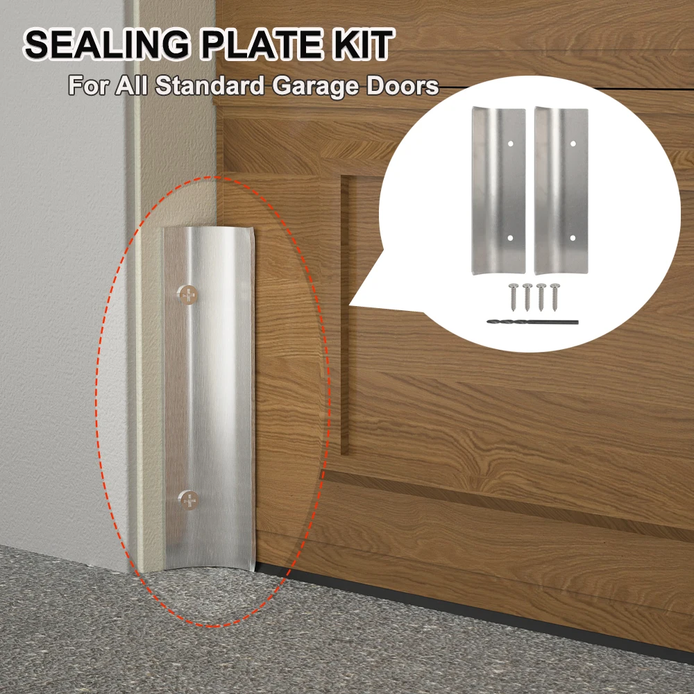 

2pcs Aluminum Sealing Plates Kit For All Standard Garage Doors Stops Mice Rats Voles from Chewing Corners of Garage Door Seals