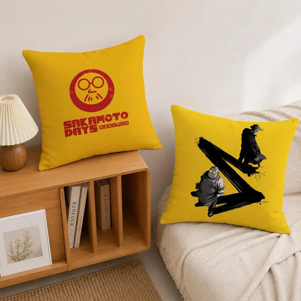 Anime SAKAMOTO DAYS Cushion Cover Natural Linen Pillowcase Set, All-in-One Decor for Sofa, Bedroom & Chair