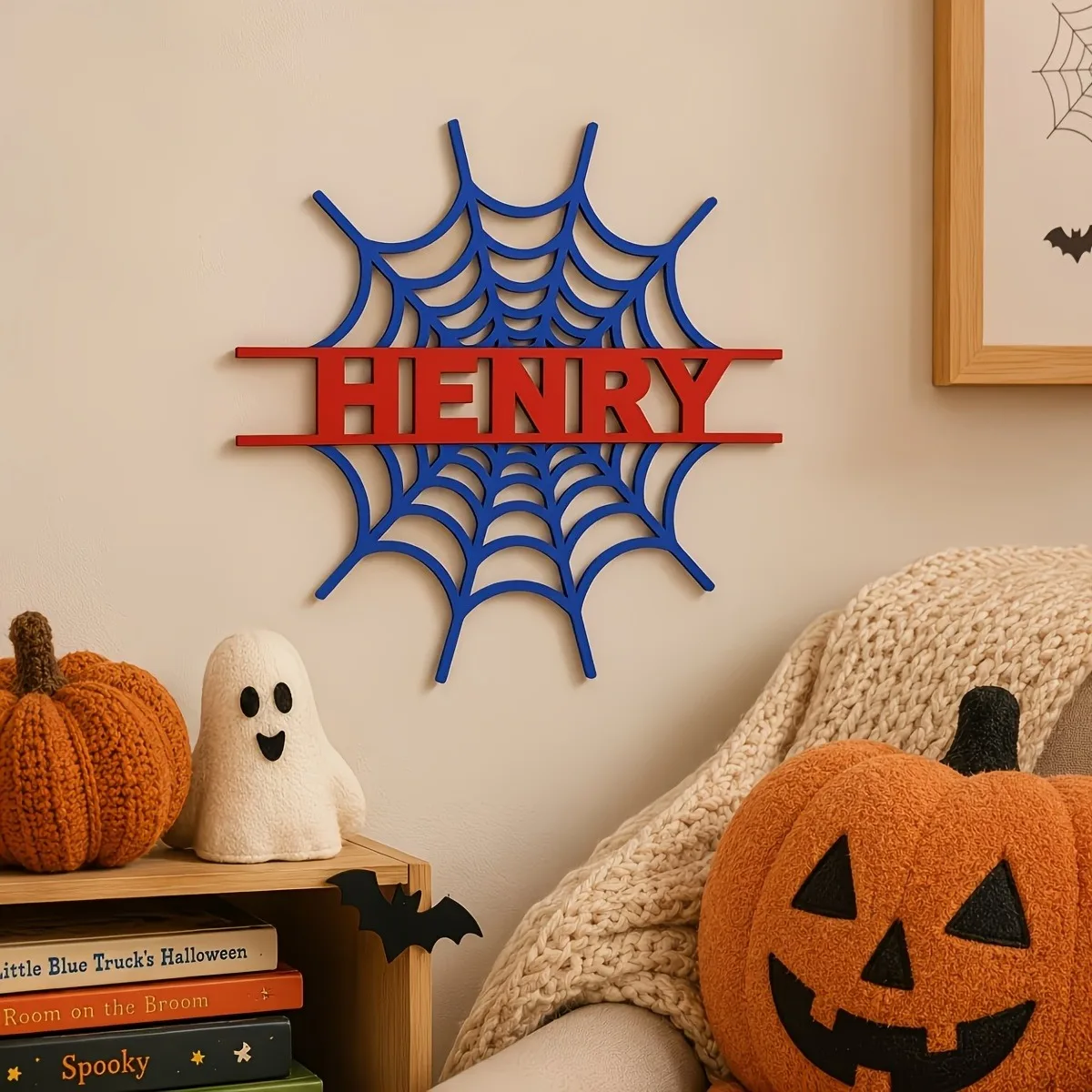 Custom Wooden Plaque|Personalized Spider‑Web Wooden Name Sign With Custom Text, Superhero Fan Wall Decor, Home & Party Decoratio - view 3