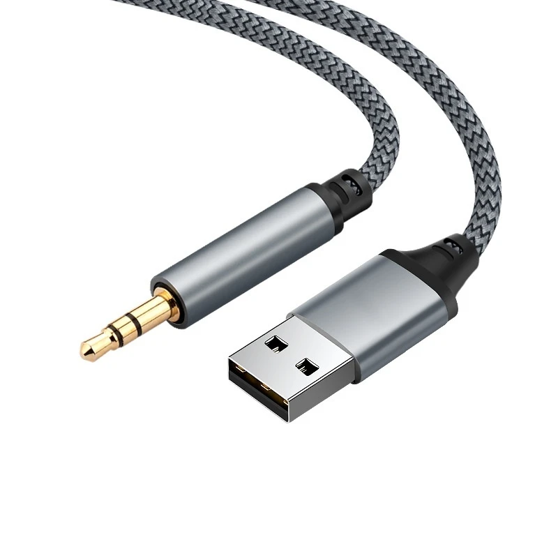 Cable de Audio Usb a 3,5mm, adaptador auxiliar macho a macho, conexión a tarjeta de sonido, 1M, 1,5 M, 2M, 3M