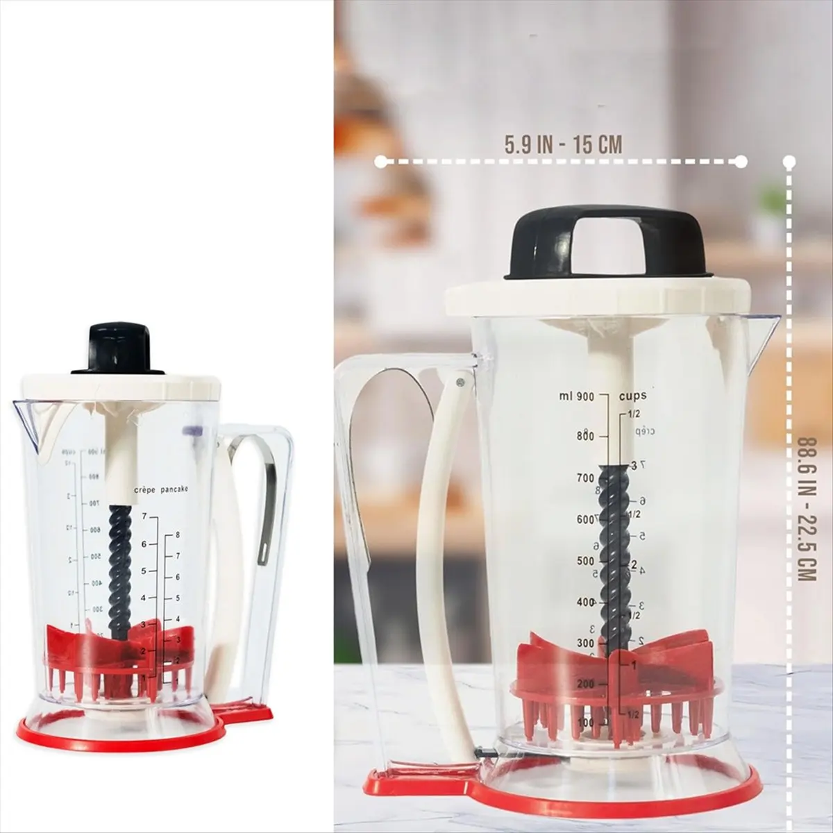 Batter Mixer and Dispenser -Pancake Batter Dispenser - Pancake Dispenser - Batter Dispenser with Squeeze Handle - 900Ml-A75P