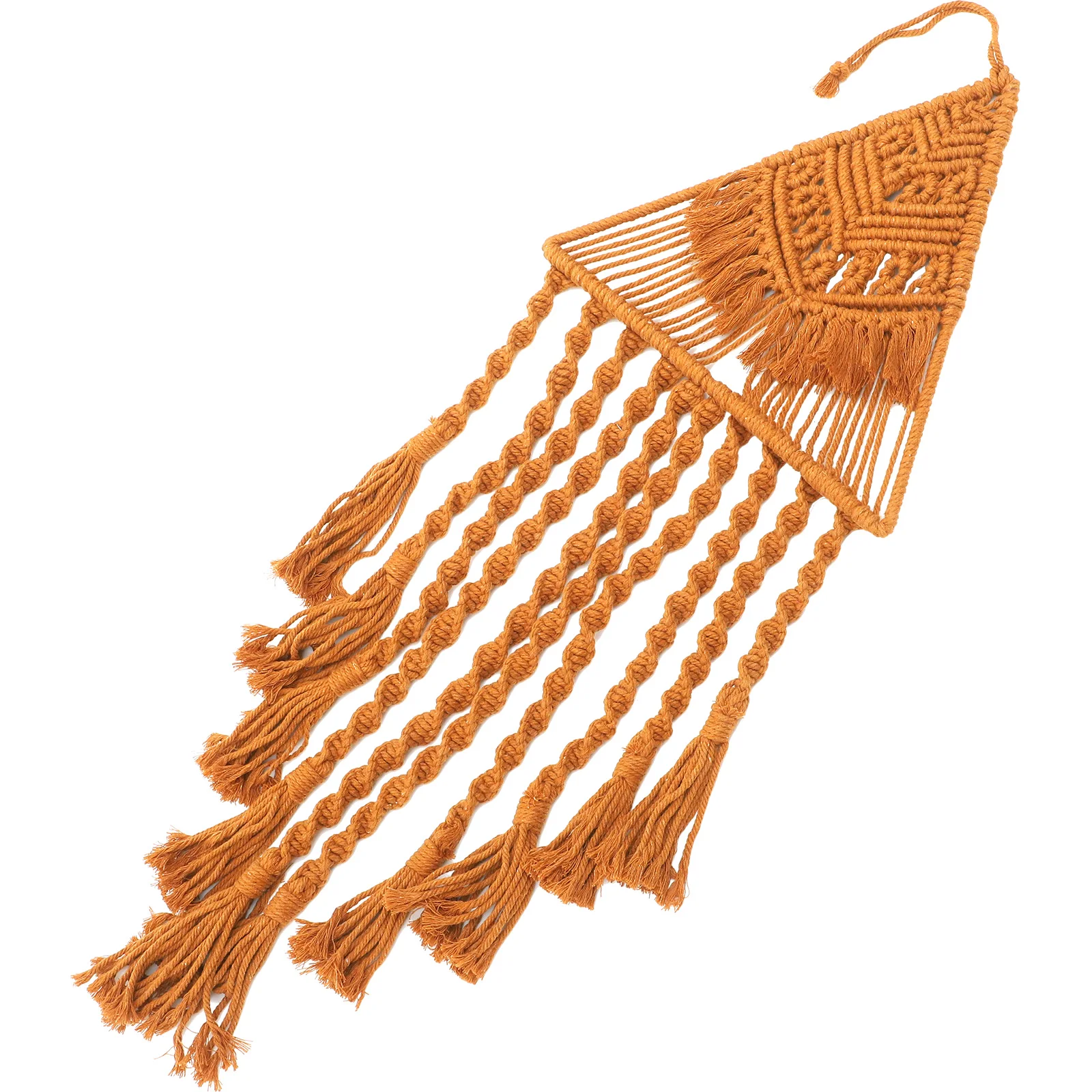 

Handmade Macrame Triangle Tassel Woven Wall Hanging Boho Tapestry Home Bedroom Decorative Bohemia Style Macrame Wall Decor