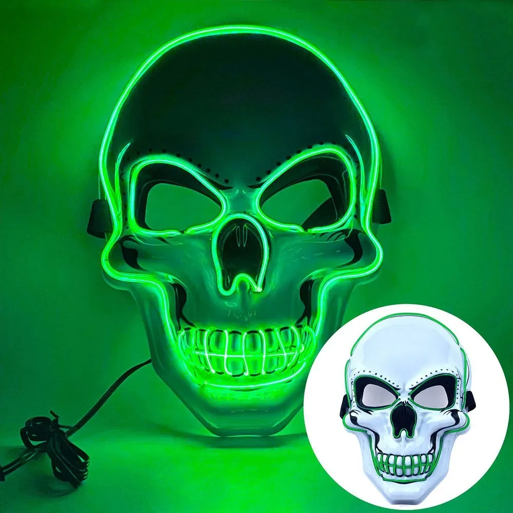 Fashion Horror Halloween Skull Mask Halloween Cosplay Costume LED Cold Light Mask LED Light Party Supplies Party Makeup Ball