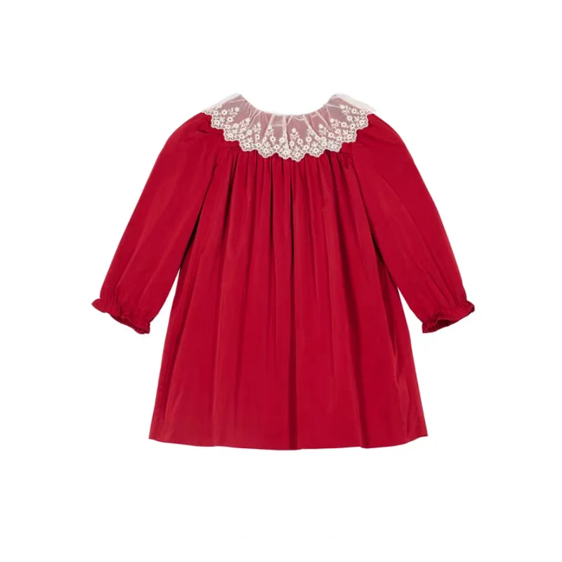 

В наличии 2026, весеннее платье BP для маленьких девочек, детские платья на день рождения для девочек, детское красное бархатное кружевное платье, детская одежда на Рождество