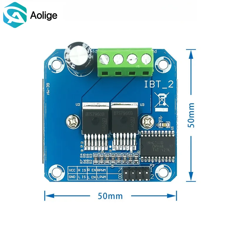 

1pc IBT-2 High-Power Intelligent Motor Driver Module - BTS7960, 43A Current Limit, Semiconductor Cooling for Automotive
