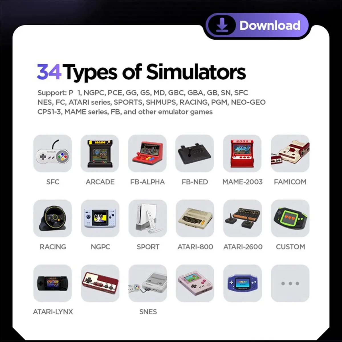 

H5 Handheld Video Game Console 64G 15000+Games 5.0inch Screen Portable Game Player Support 34 Types of Simulators B