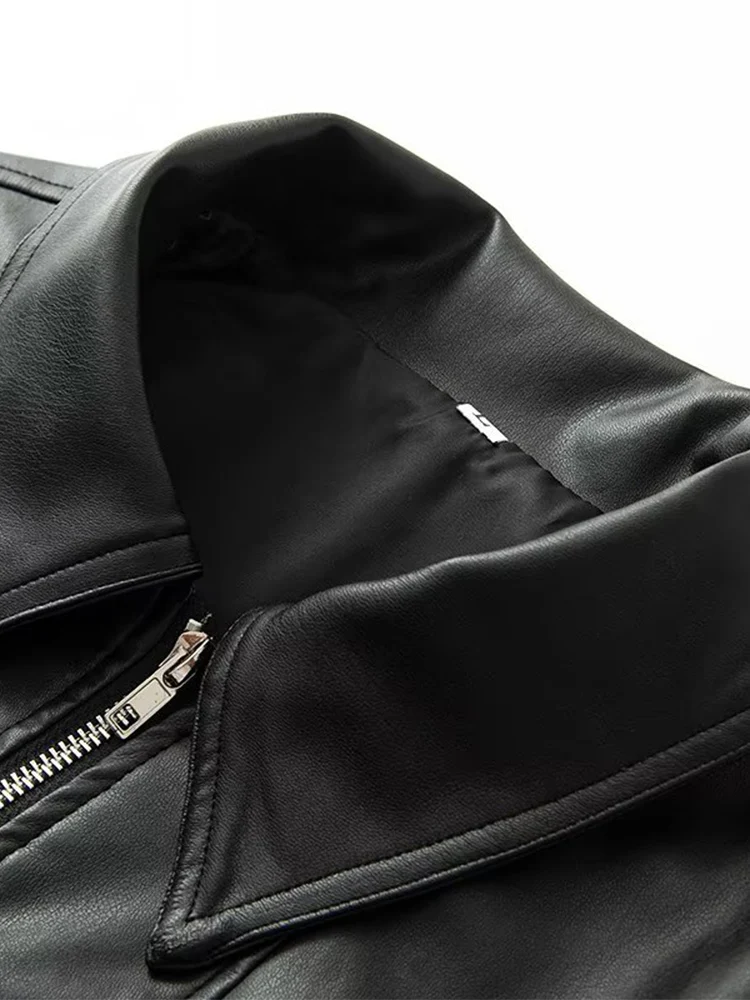 유럽 및 미국 스타일 여성 의류 신상 패셔너블하고 다재다능한 루즈 캐주얼 라펠 가죽 재킷