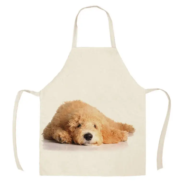 Cute puppy cat pattern apron Home kitchen cooking baking apron anti-fouling cleaning tool