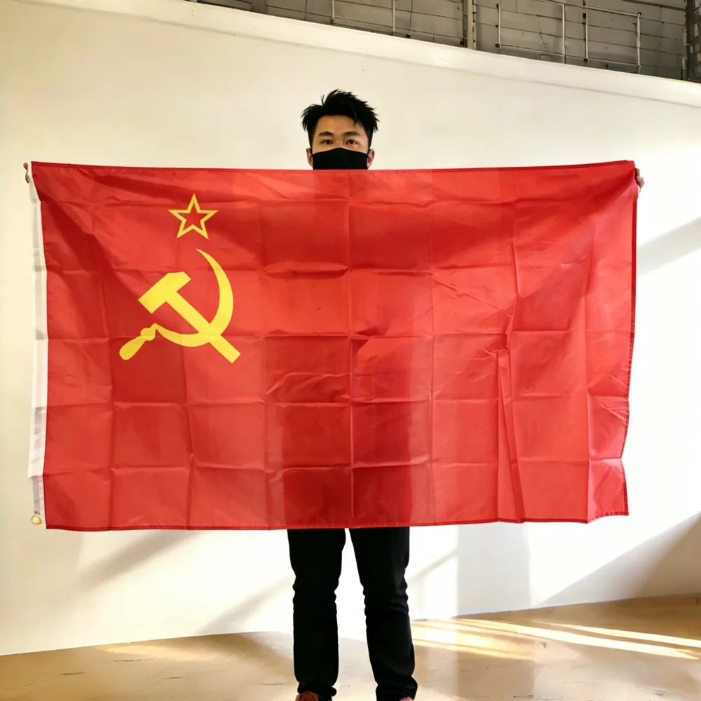 FlagGo Soviet Union Flag 150x90cm 3x5 FT Red Hammer Sickle Gold Star Polyester Double Stitched Outdoor Indoor Decoration