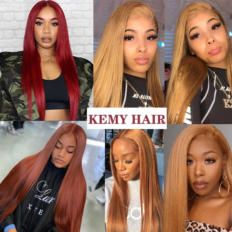 Tissage en lot naturel brésilien Remy lisse-KEMY HAIR, blond miel 13x4, avec closure