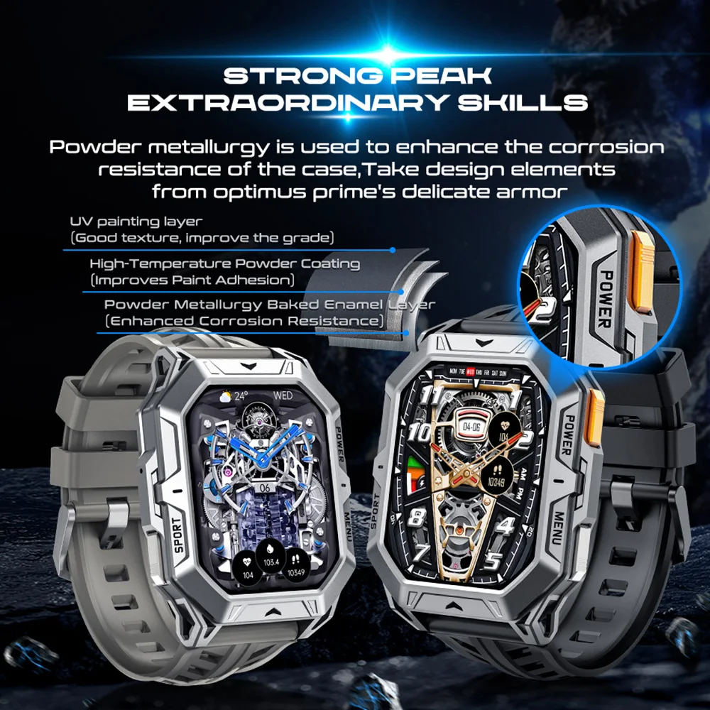 X1 Pro 야외 견고한 스마트 시계 1ATM 방수 수영 나침반 고도 남성 블루투스 통화 Smartwatch 2.13 "AMOLED 디스플레이