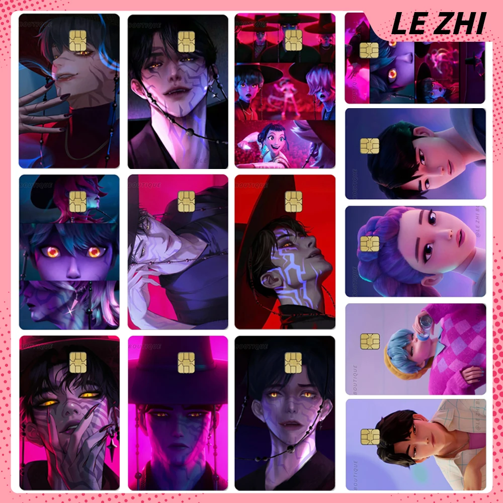 

Kpop Movie Demon Hunters Saja Boys Shining Love Stars Frosted Sticker Waterproof Small Chip Debit Card Credit Bank Card Sticker