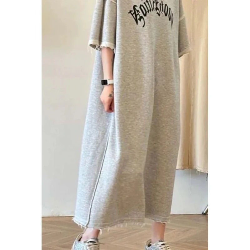 plus Size Women's Summer Casual Loose Short Sleeve Dress Cover up A-Line Skirt Korean Style Comfortable Fit plus Size Dress