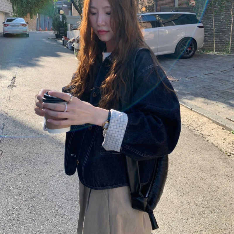 الكورية نمط مخطط الكفة بدوره إلى أسفل طوق المرأة ربيع جديد تصميم تحسس صغيرتي تنوعا الأعلى #2