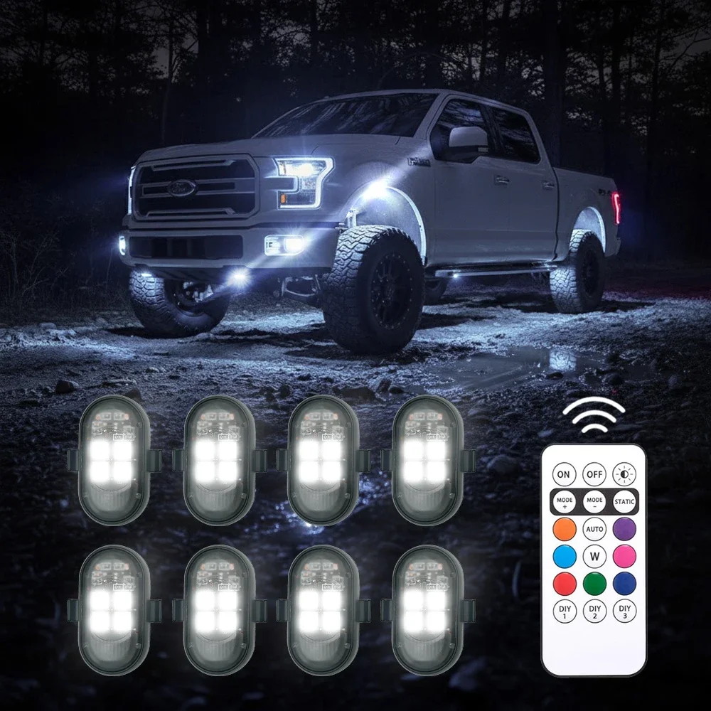 LED Footwell Lights RGB Remote Control Flash Underglow Car Mods Motorcycle Bike SUV Lamp Strobe Accent Interior Accessories