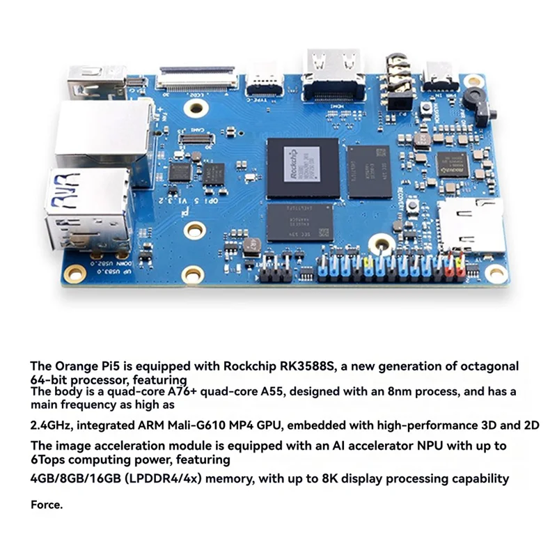 FFYY-untuk Orange Pi 5 RK3588S Modul PCIE + Casing Aloi Aluminium Wifi + BT SSD Gigabit Ethernet Board Run untuk Android Debian OS