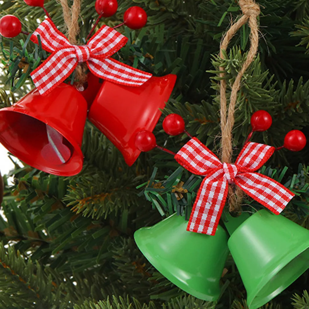 

4 Pcs Xmas Bell Pendant DIY Hanging naments Metal Cloth Plastic Christmas Tree Decor Gifts Family Friends Stable Smooth