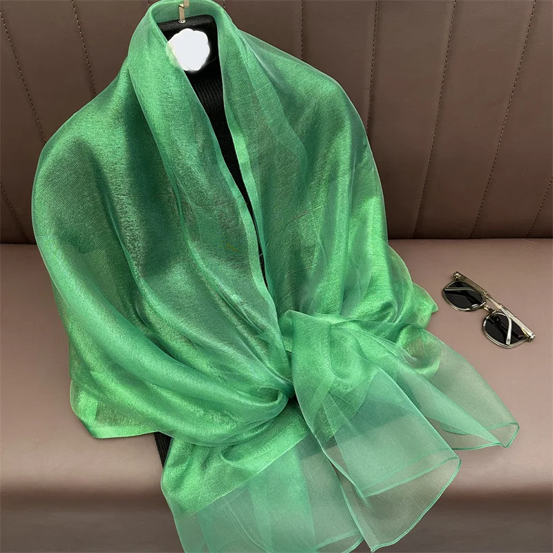 2024 Silk wool Scarf for Women solid Scarves Shawls Wraps Pashmina Hijab Foulard Femme Beach Stoles Bandana Luxury Brand Poncho