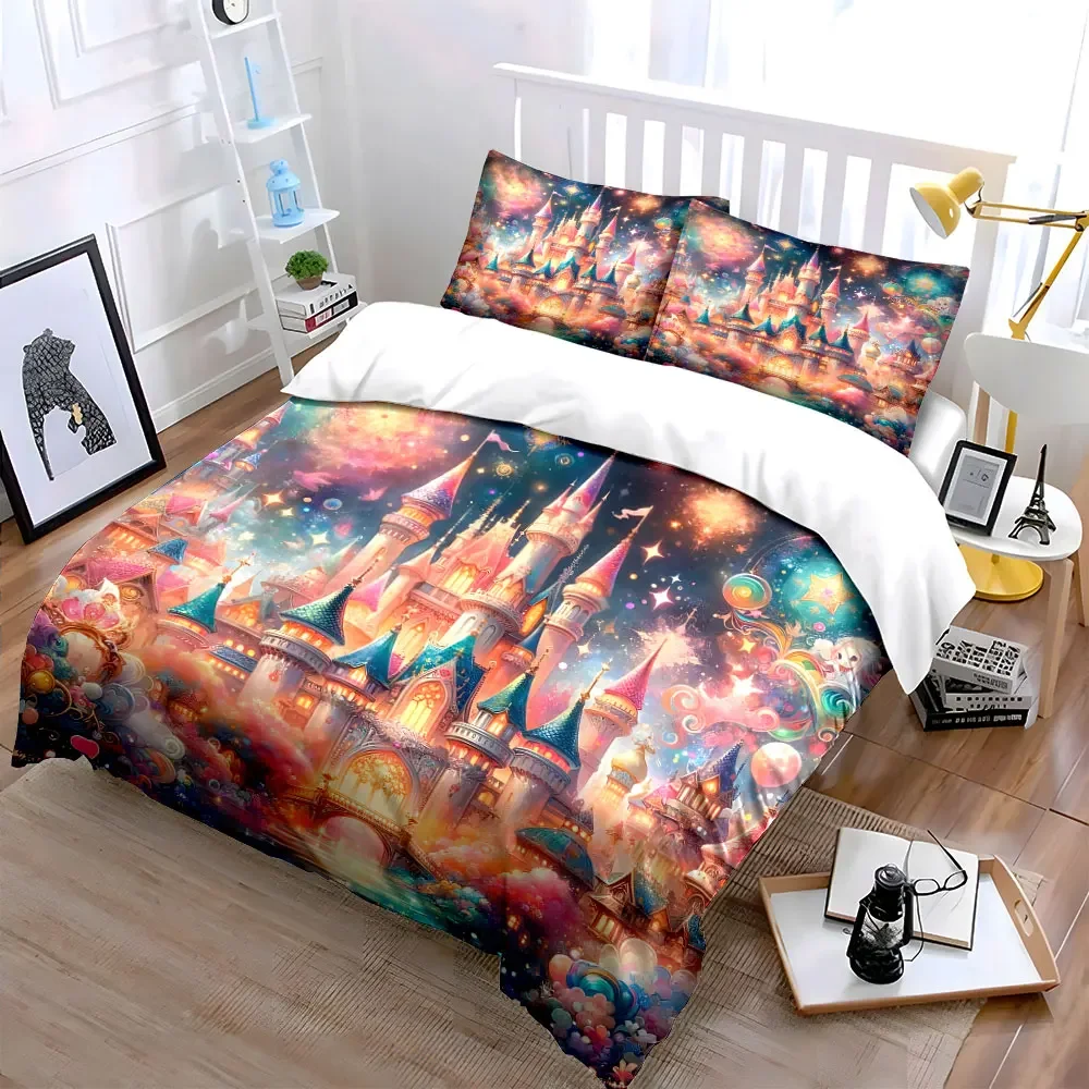 Fantasy Castle Decor Set Multiple sizes kid's and adults' bedroom Exquisite 3PC bedding set, gift