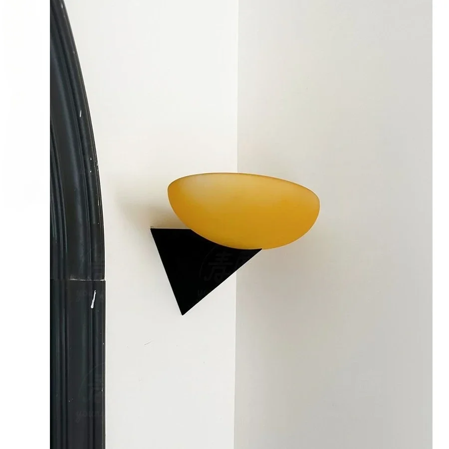 

Medieval French, American retro, living room wall lamp, bedroom bedside amber glass mirror headlamp