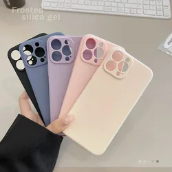 Funda de silicona suave para teléfono, carcasa mate de Color sólido a prueba de golpes para iPhone 15, 14, 13, 12, 11 Pro Max, X, XS Max, XR, 8, 7 Plus, Mini