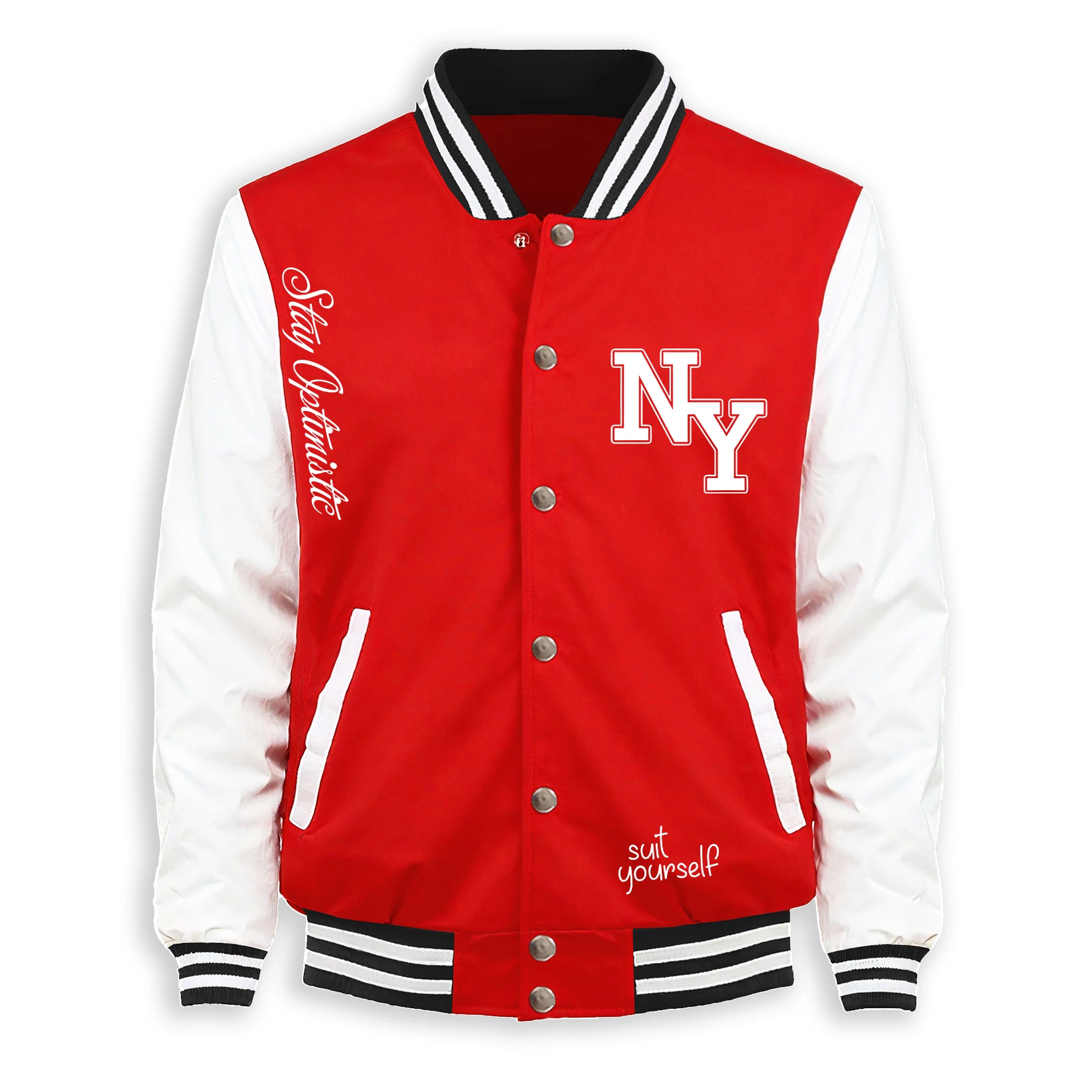 

New York Suit Yourself Pattern Male Baseball Jersey Loose Casual Jackets Street Fleece Top Retro Button Clothing For Men