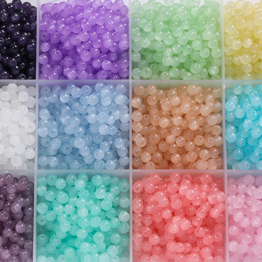 

50/100pcs 4mm Colored Glass Imitation Jade Round Beads Spacer Beads for DIY Earrings Necklaces Bracelets Jewelry Making Findings
