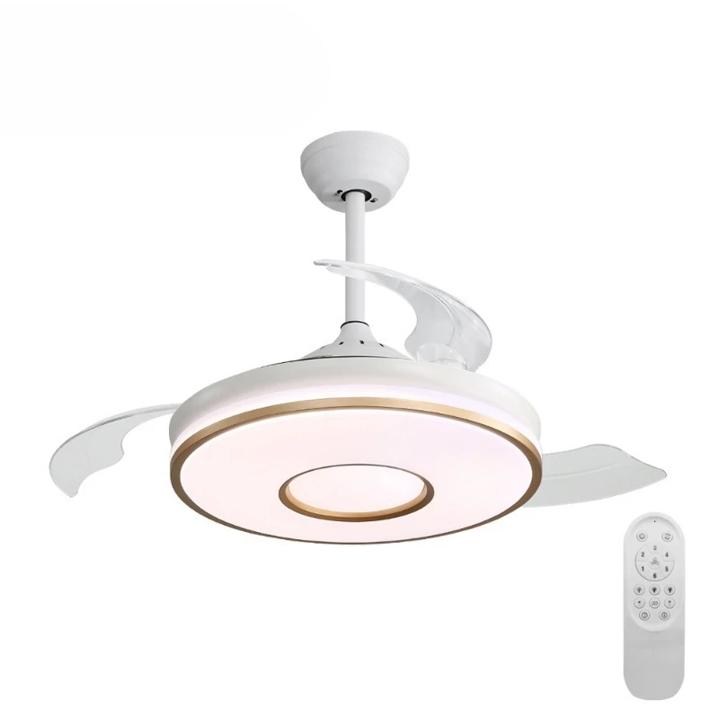 Modern Indoor Retractable Invisible 42 Inch Remote Control Smart Ceiling Fan with Light