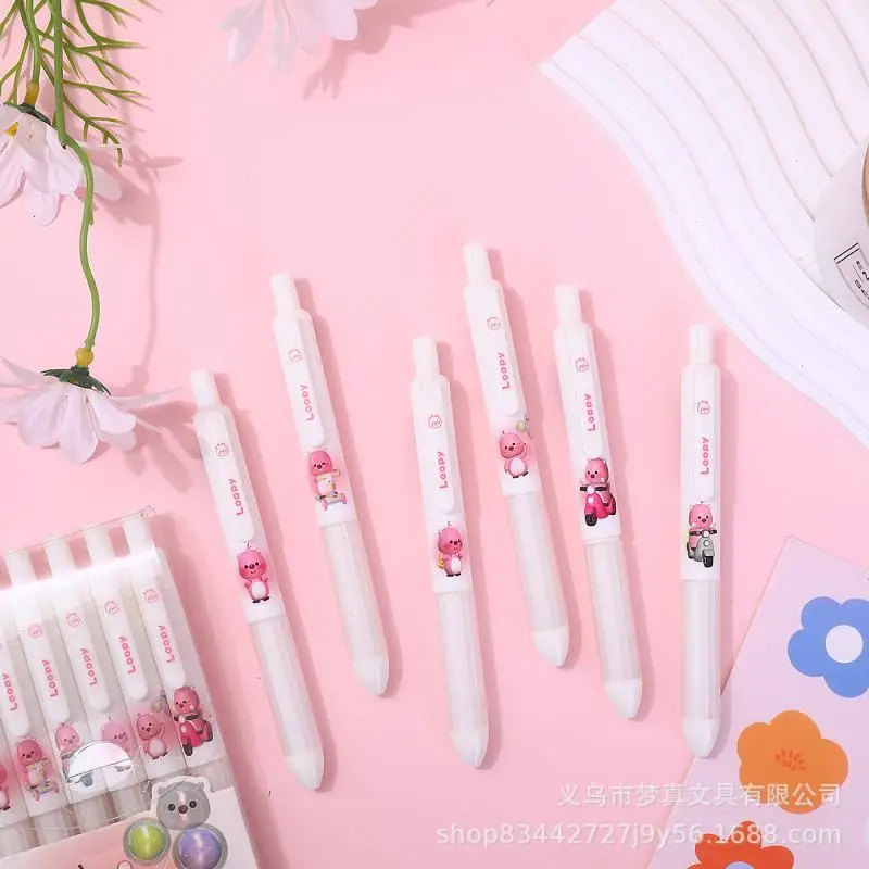 Kawaii Loopy Little Beaver Neutral Pen Carbon Pen St Nib 0.5Mm Black Quick Drying Smooth Writing Ins Stationery Gift For Girls