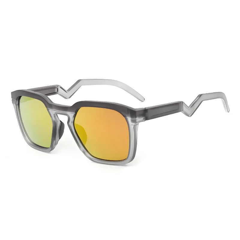 Two-tone Sports Square Sunglasses Men Women Zigzag Temple Sun Glasses Retro Riding UV400 Punk Shades Outdoor Driving Eyewear