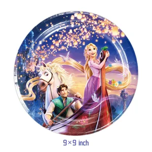 Disney-geschlagene Rapunzel-Prinzessin-Partydekorationen, Einwegpapierbecher, Gericht, Banner, Mädchenballons, Geburtstagsfeierzubehör 10 Hauptverkäufe Rapunzels Geburtstagsfeier - №5