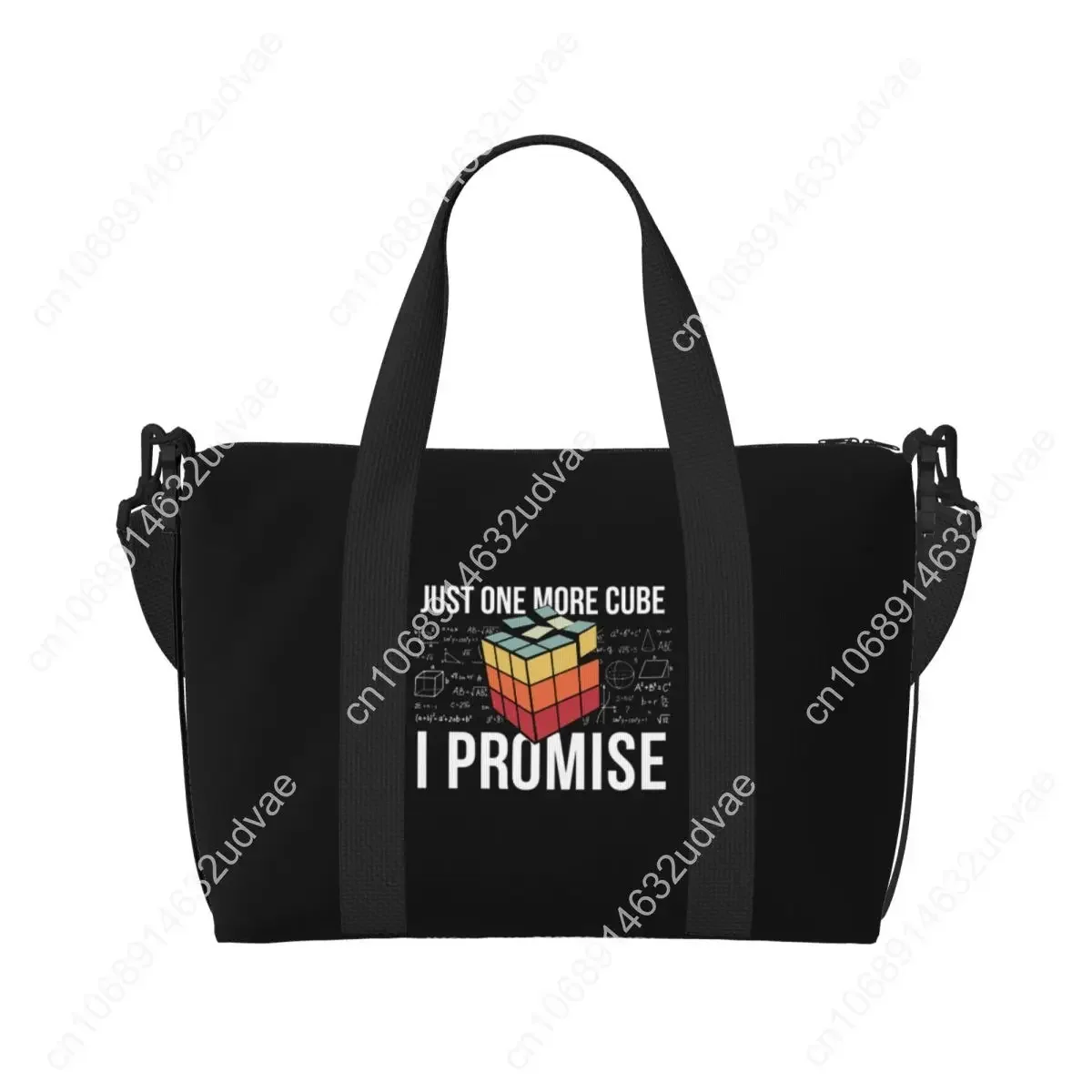 Custom Just One More Cube Tote Bag for Women Big Capacity Rubik Rubix Math Teachers Gym Beach Travel Bags