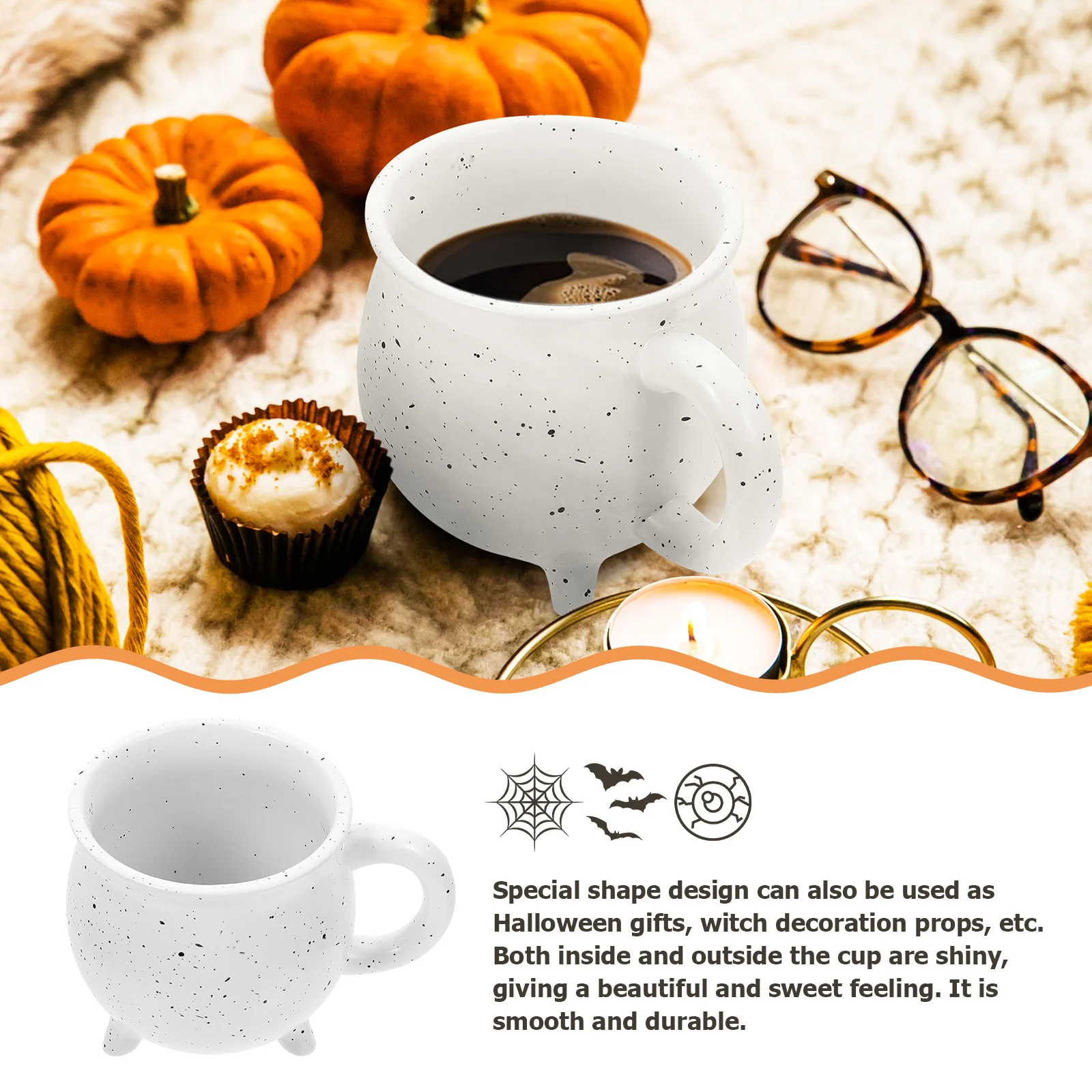 Porcelain Cup Tripod Boiler Mother Iced Coffee Accessories Pumpkin Mug Ceramics Halloween Gift