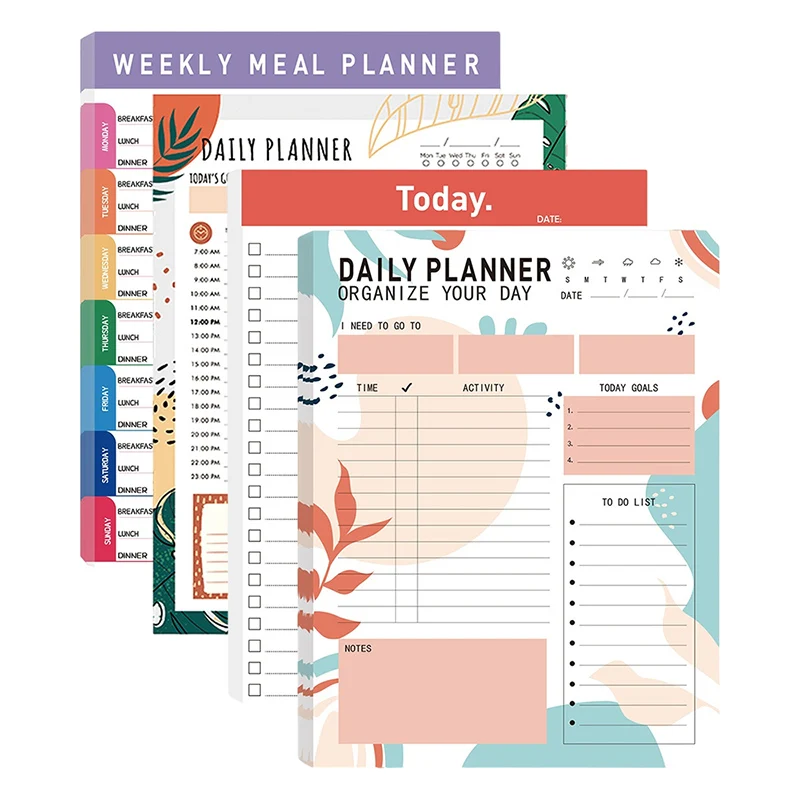 Magnetic Daily Planner Notepad 52 Sheets Tear-Off To-Do List Fridge Message Board Meal Planner Schedule Notebook for Home School