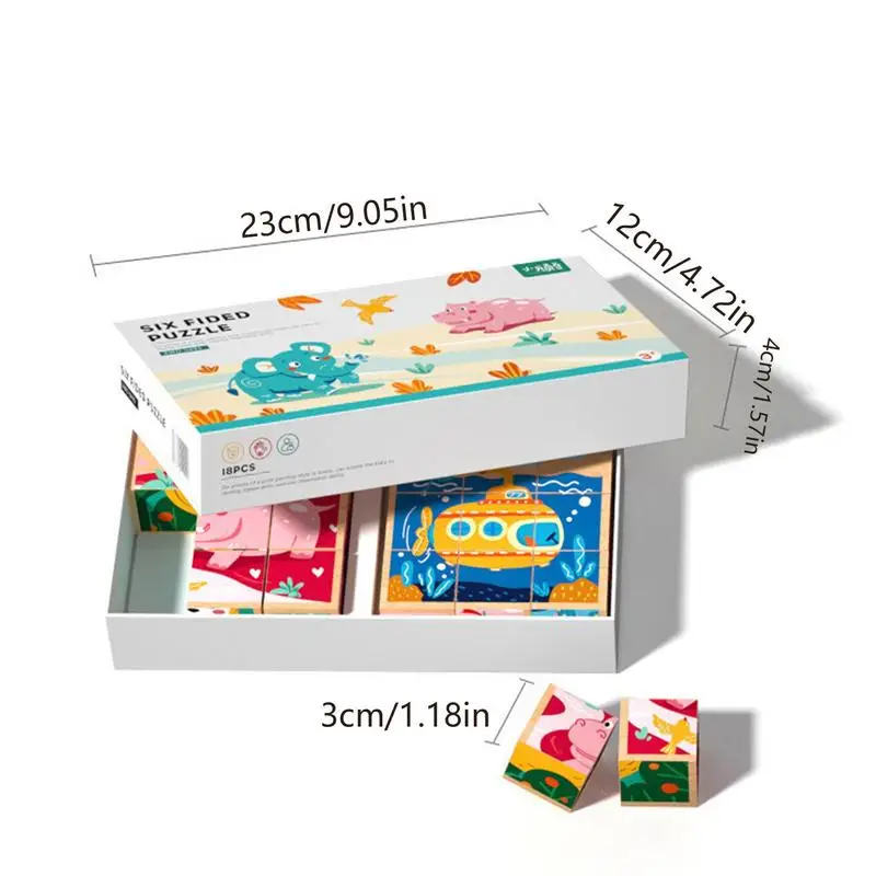 หกด้านปริศนาการเรียนรู้ปริศนาสําหรับเด็กชุดจิ๊กซอว์ไม้ Montessori ของเล่น Teasers สมองของเล่น Montessori สําหรับเด็ก