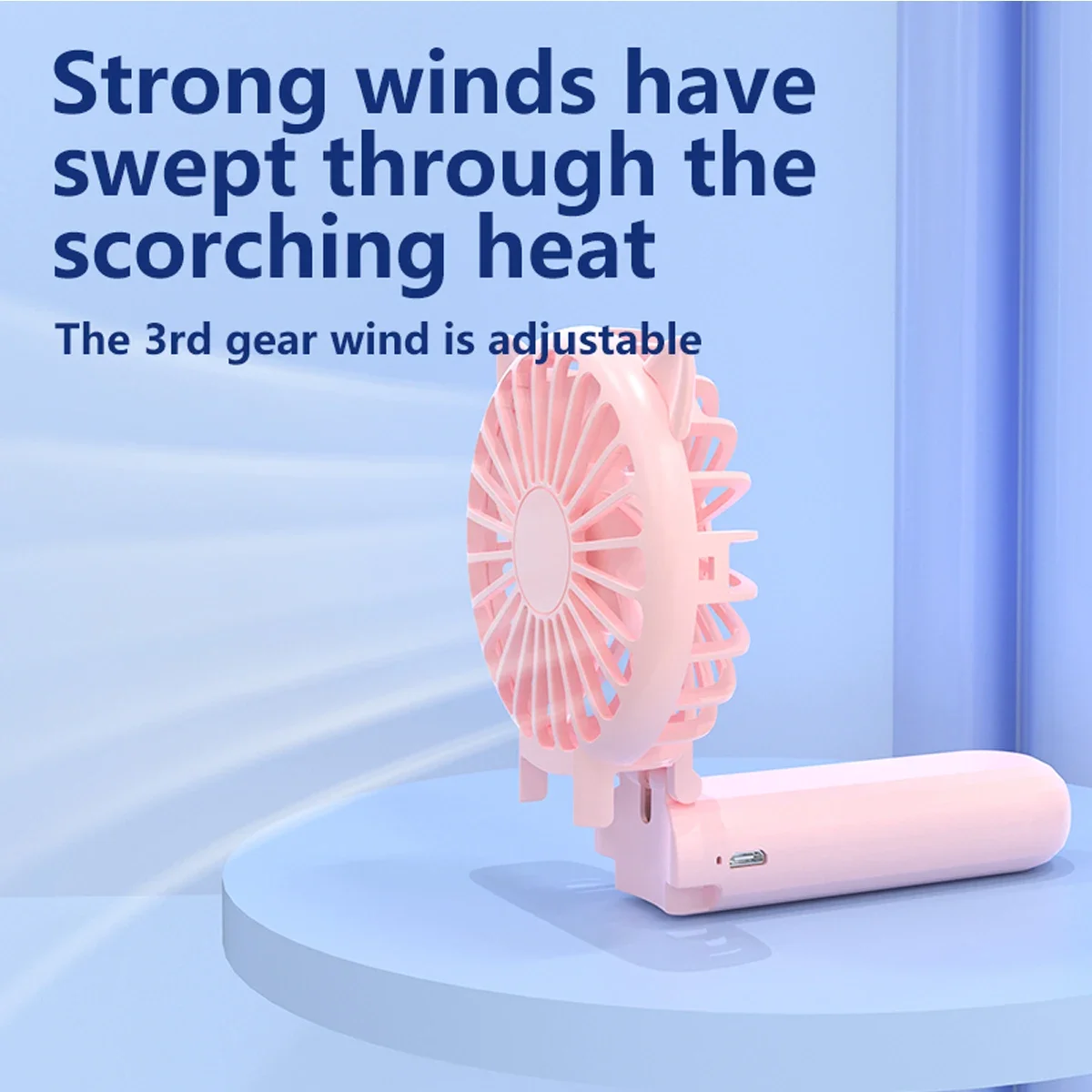 Miniventilador silencioso, recargable por USB, plegable, funciona con pilas, escritorio, horas de trabajo, oficina, dormitorio, viajes al aire libre