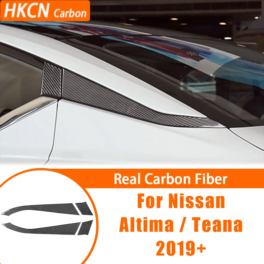 

Carbon Fiber Rear Window Trangle Decals Car Accessories Interior Cover Trim Modification Sticker For Nissan Altima Teana 2019+