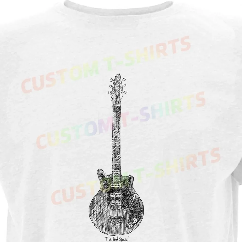 

162 244_The_Red_Special_–_Brian_May_–_Queen Fans' comic-style hand-drawn pattern T-shirts for both men and women in summer
