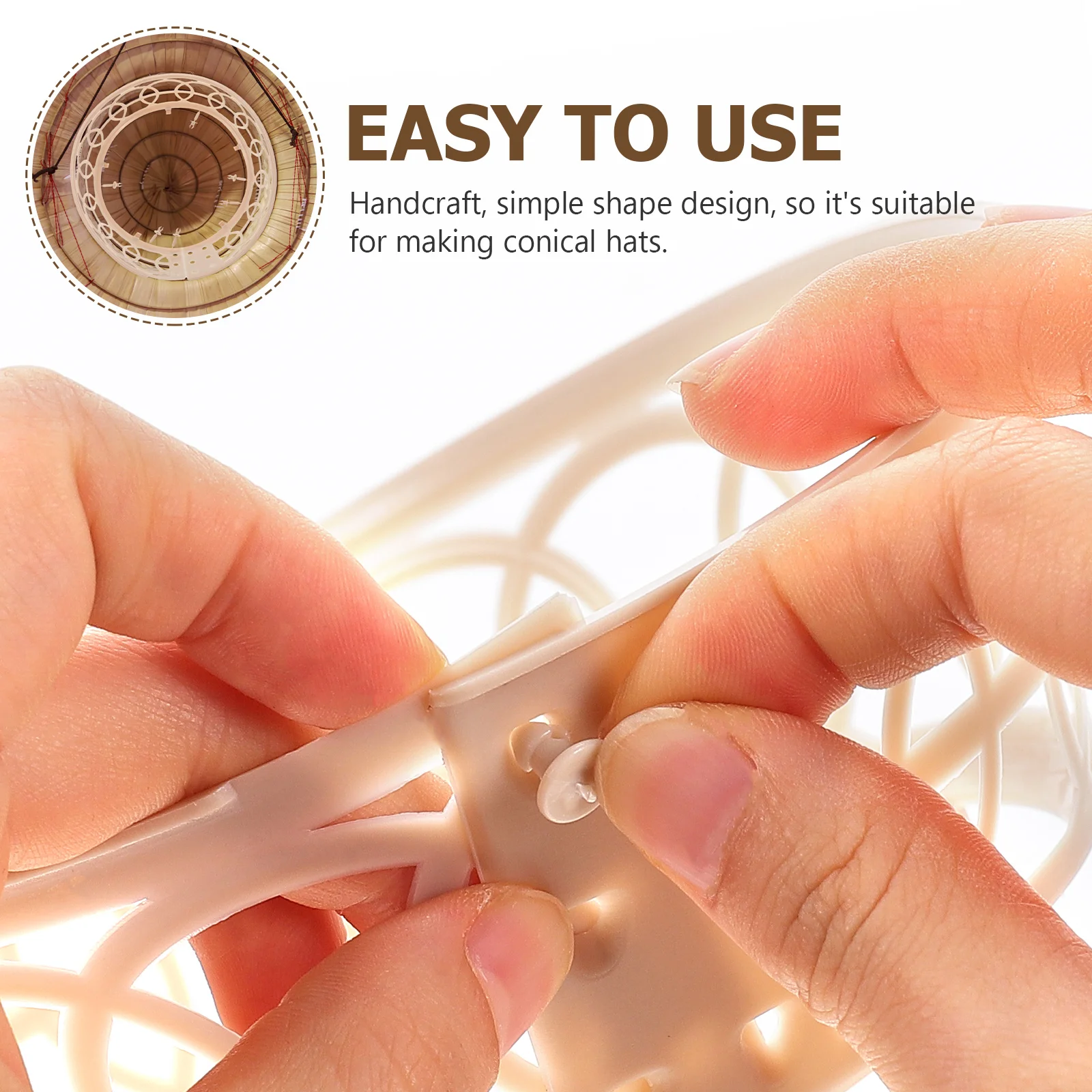 

10pcs Farmer Inner Ring Diy Rice Conical Hat Hoop Plastic Lightweight Braided Hat Loop Headwear Accessory
