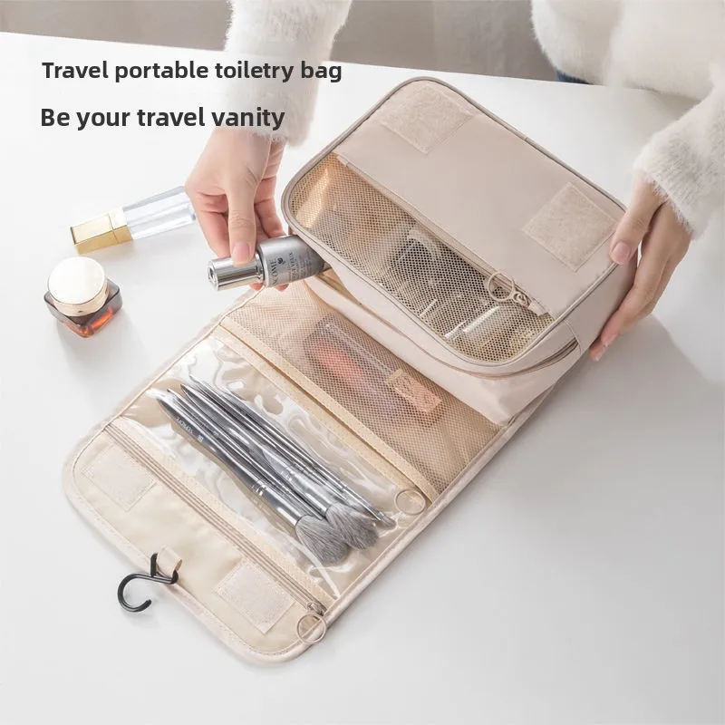 Travel hook-up toiletry bag, large-capacity toiletry and makeup bag, separates wet and dry items, portable large cosmetic bag